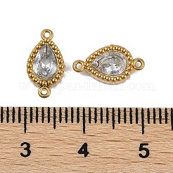 Ion Plating(IP) 304 Stainless Steel Cubic Zirconia Teardrop Links Connector Charms&nbsp;STAS-K256-23G-07