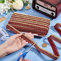 ポリエステル編組リボン  DIY工芸品  カーテン用  衣類  ソファの装飾  ファイヤーブリック  7/8インチ（23mm）  約13.12ヤード（12m）/カード&nbsp;OCOR-WH0070-17B