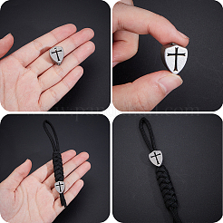 チタン合金TC1ビーズ4個  ヨーロッパのビーズ  大穴ビーズ  クロス  プラチナ  17x13.5x10mm  穴：5mm&nbsp;FIND-BBC0003-97B