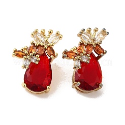 Rack Plating Real 18K Gold Plated Brass Butterfly Stud Earrings&nbsp;EJEW-B034-11G