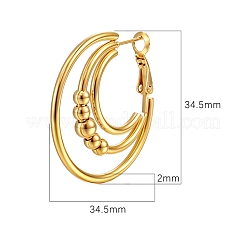 European and American Fashion Multi-layer Circle Bead Stainless Steel Hoop Earrings&nbsp;PW-WGDA1BE-01