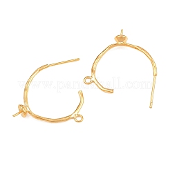 真鍮製スタッドピアスパーツ  ループとピン付き  片穴パーツ用  18KGP本金メッキ  24x4.5mm  穴：1.5mm  ピン：0.8mm&nbsp;KK-CBA866A-11G