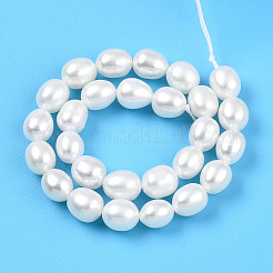 天然養殖淡水パールビーズ連売り  ライス  乳白色  6.5~7x5.5~6mm  穴：0.5mm  約27~28個/連  7.28~7.48''（18.5~19センチメートル）&nbsp;PEAR-N012-05-2A-01