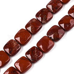 天然石レッドジャスパービーズ連売り  多面カット正方形  12~12.5x12~12.5x5.5~6mm  穴：1.2mm  約17個/連  8.07~8.4''（20.5~21センチメートル）&nbsp;G-T138-161