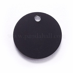 アルミペンダント  ペットタグ  フラットラウンド  ブラック  25x1mm  穴：3mm&nbsp;ALUM-WH0007-02C