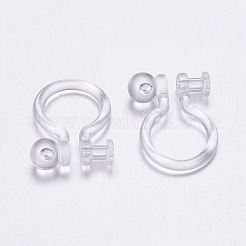 プラスチック製クリップ式イヤリングパーツ  透明  11x8mm  穴：0.65mm  ボール：3mm&nbsp;LS-KY-P007-H01