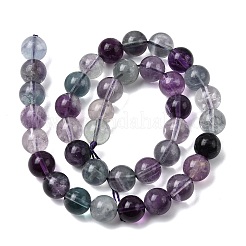 Natural Rainbow Fluorite Round Bead Strands&nbsp;G-P070-31-10mm