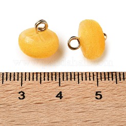 合金とフロッキー加工のチャーム  アクリルと  ロンデルチャーム  ゴールドカラー  きいろ  11x10mm  穴：2.5mm&nbsp;FIND-Z121-04G-02