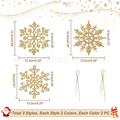 12 Sets 6 Style Christmas Snowflake Plastic Pendant Decoration&nbsp;AJEW-GA0006-04