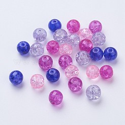 ベーキングペイント、クラックルガラスビーズ  バレンタインミックス  ラウンド  ミックスカラー  8~8.5x7.5~8mm  穴：1mm  約100個/袋&nbsp;DGLA-X0006-8mm-02