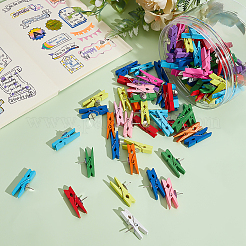 100Pcs Wooden Craft Pegs Clips with Iron Drawing Pins&nbsp;AJEW-WH0709-007