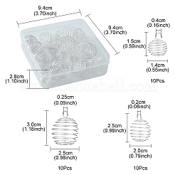 30個3スタイルの鉄線ペンダント  中空  ラウンド  プラチナ  15~30x14~25mm  穴：2~4mm  10個/スタイル&nbsp;IFIN-YW0001-78