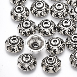 Ccbプラスチックビーズキャップ  星と月  アンティークシルバー  8x3.5mm  穴：1.5mm  約4190個/500g&nbsp;CCB-S160-32