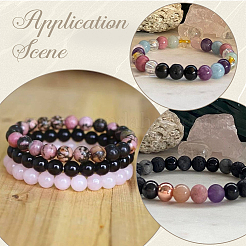 2 Strands Round Natural Black Onyx(Dyed & Heated) Beads Strands&nbsp;G-SP0001-24