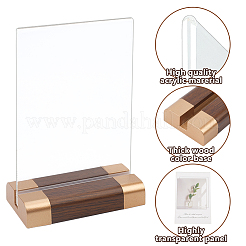 長方形アクリルテーブルカードホルダー4個  木製ベース付きテーブルディスプレイボード  透明  100x50x157mm&nbsp;AJEW-AR0005-27A