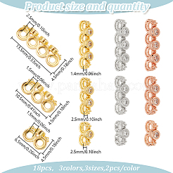18Pcs 3 Styles 3 Colors Rack Plating Brass Pave Clear Cubic Zirconia Spacer Bars&nbsp;KK-GO0002-12