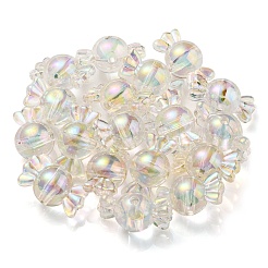UVメッキレインボー虹色アクリルビーズ  ツートンカラーの二層ビーズ  キャンディ  クリアAB  15.5x29x15mm  穴：3mm&nbsp;PACR-E001-01H