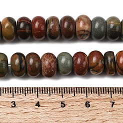天然ピカソストーン/多色ジャスパービーズ連売り  ロンデル  10.5x6.5mm  穴：0.8mm  約59個/連  14.69''（37.3センチメートル）&nbsp;G-A280-A27-03