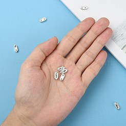 真鍮中東ラインストーンブリッジスペーサー  クリスタルラインストーンインレイ5個  ニッケルフリー  六角  銀  11x4.5x2.5mm  穴：1mm  2の穴&nbsp;RSB021NF-2