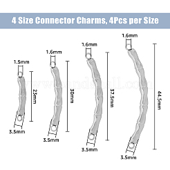 16個 4スタイル 304ステンレススチールコネクタチャーム  竹の棒リンク  ステンレス鋼色  23~44.5x3.5mm  穴：1.5~1.6mm  4個/スタイル&nbsp;STAS-DC0013-62