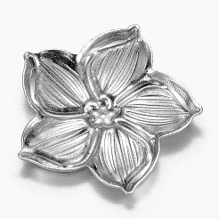 変色しにくい201ステンレススチールカボション  花  ステンレス鋼色  17x2mm&nbsp;STAS-G073-75P