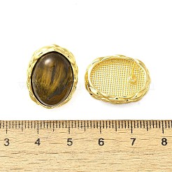 真鍮タイガーアイスタッドピアス  18KGP本金メッキ  オーバル  21x16mm&nbsp;EJEW-B120-05G-04