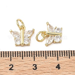 真鍮マイクロパヴェクリアキュービックジルコニアチャーム  蝶のチャーム  16KGP本金メッキ  9x10.5x3mm  丸カン：5x1ミリ  内径：3.5mm&nbsp;KK-F930-20G