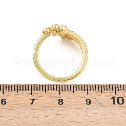 Brass Micro Pave Cubic Zirconia Cuff Rings for Women&nbsp;RJEW-Z113-42G
