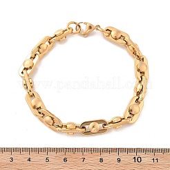 304ステンレススチール製オーバルリンクチェーンブレスレット女性用男性用  イオンプレーティング（ip）  ゴールドカラー  8-1/2インチ（21.5cm）&nbsp;BJEW-F488-29G