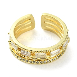 Clear Cubic Zirconia Rectangle Open Cuff Ring&nbsp;RJEW-K243-03G
