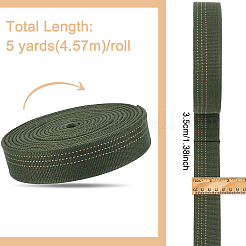 5ヤードのポリコットンリボン  洋服アクセサリー  ダークオリーブグリーン  1-3/8インチ（35mm）&nbsp;OCOR-WH0078-169A