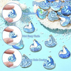 24Pcs 12 Styles Printed Alloy Pendants&nbsp;ENAM-CJ0006-80