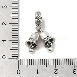 タイ 925 スターリングシルバー ヨーロピアン ダングル チャーム  鐘のペンダント  アンティークシルバー  23.5mm  穴：3.8mm&nbsp;STER-D018-01AS