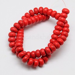 合成ターコイズビーズ連売り  染め  ロンデル  レッド  4x2mm  穴：1mm  約160個/連  15.5インチ&nbsp;TURQ-G109-4x2mm-11