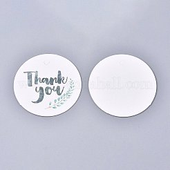 ありがとう紙ギフトタグ  ハングタグ  ジュートより糸付き  結婚式/感謝祭のために  フラットラウンド  葉の模様  4x0.05mm  穴：3mm  50個/セット&nbsp;DJ-CDIS-K002-G01