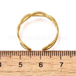 304ステンレススチールのクロスオープンカフリング  ツイストリング  18KGP本金メッキ  5.5mm  調整可能&nbsp;RJEW-M072-14G