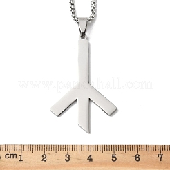 201 Stainless Steel Death Rune Symbol Pendant Necklaces&nbsp;LS-NJEW-H065-18P