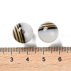 オペーク樹脂ビーズ  縞模様の丸いビーズ  ホワイト  13x12.5mm  穴：2mm&nbsp;RESI-U009-04B