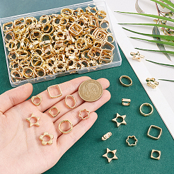 160個 8スタイル 2穴 CCB プラスチックビーズフレーム  ゴールドカラー  10~15.5x10~16x3.5mm  穴：1.6~2mm  20個/スタイル&nbsp;FIND-PH0020-76G