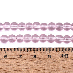透明ガラスビーズ連売り  ラウンド  パールピンク  6~6.5mm  穴：1.4mm  約67~70個/連  14.76インチ〜15.16インチ（37.5~38.5cm）&nbsp;GLAA-T032-T6mm-24