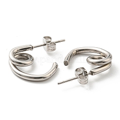 変色しない304ステンレススチールノットスタッドピアス（女性用）  ステンレス鋼色  16x4mm&nbsp;EJEW-F319-02P