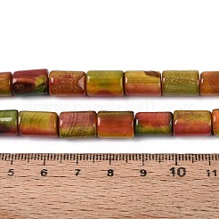染められた天然ファイヤーアゲートクラックルビーズ連売り  コラム  オリーブ  11~12x8mm  穴：0.8~1mm  約33個/連  15.08''（38.3センチメートル）&nbsp;G-T144-58A-01