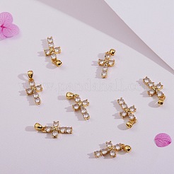 5Pcs Brass Micro Pave Clear Cubic Zirconia Pendant&nbsp;ZIRC-SZ0002-16