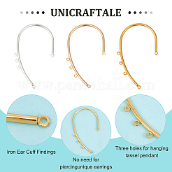 鉄製イヤーカフ金具 18色 3個  クライマーラップアラウンドノンピアスイヤリングパーツ、水平ループ付き  ミックスカラー  59x33x2mm  穴：1.4mm  6個/カラー&nbsp;EJEW-UN0002-31