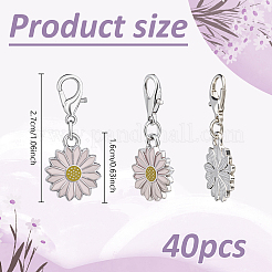 40Pcs Daisy Alloy Enamel Pendant Locking Stitch Markers&nbsp;HJEW-NB00205