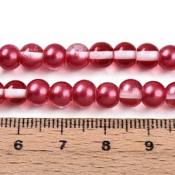 ベーキングペイント透明ガラスビーズ連売り  ラウンド  ツートン  クリムゾン  6~6.5mm  穴：1mm  約142~147個/連  30.31~31.50インチ（77~80cm）&nbsp;DGLA-N011-6mm-06