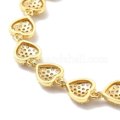 Clear Cubic Zirconia Heart Link Chain Bracelet&nbsp;BJEW-A132-05G