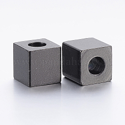 304ステンレス鋼ビーズイオンプレーティング（IP）  キューブ  電気泳動黒  6x6x6mm  穴：3mm&nbsp;STAS-H452-02B