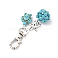 Turtle & Round Synthetic Turquoise Pendant Decorations&nbsp;HJEW-JM03277-01