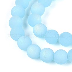 Frosted Imitation Jade Glass Beads Strands&nbsp;GLAA-T032-J8mm-MBB04